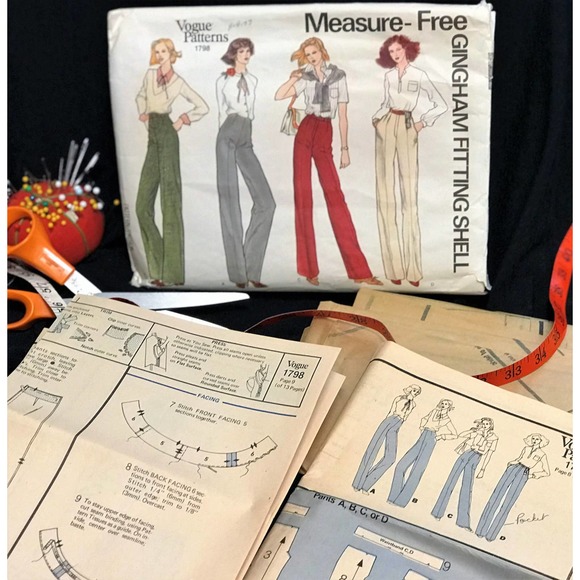 Vogue Pattern 1798 Measure-Free Gingham Fitting Shell Pants On-Trend Style - Picture 3 of 10